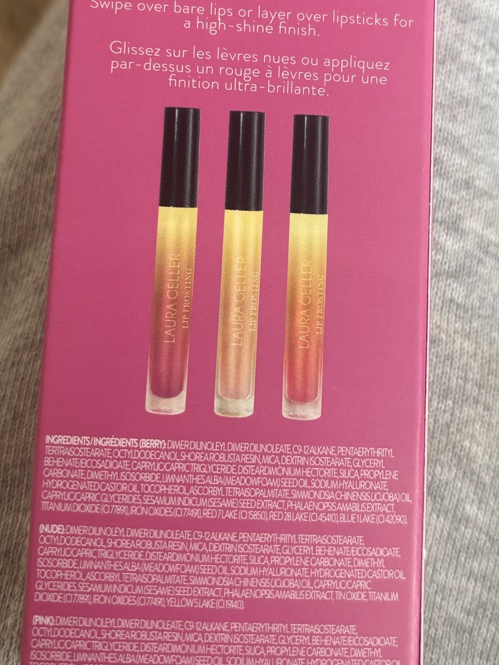 Laura Geller Lip Frosting Trio - Berry, Pink & Nude Shimmer Glosses
